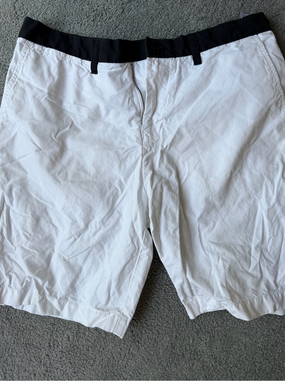 Men's Casual White Shorts with Black Waistband